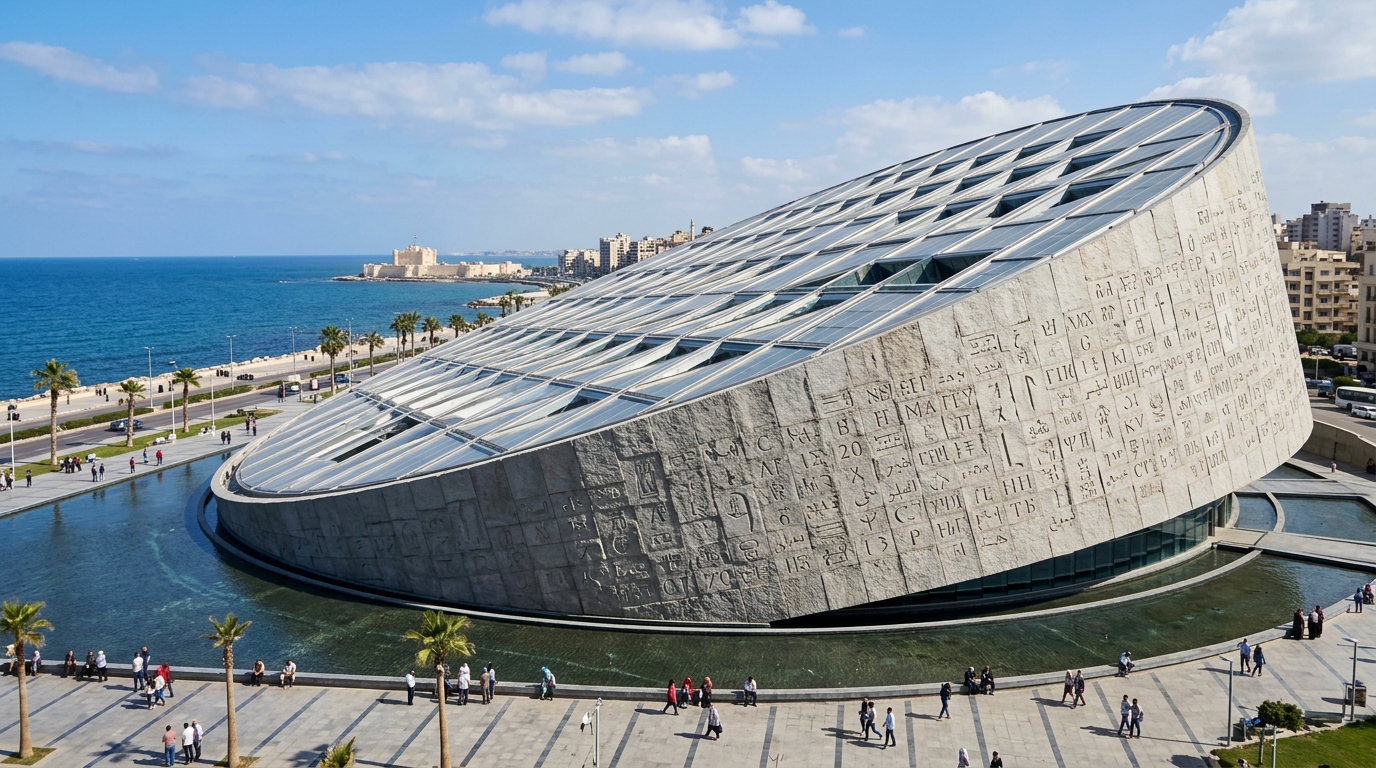 Bibliotheca Alexandrina design by Snøhetta